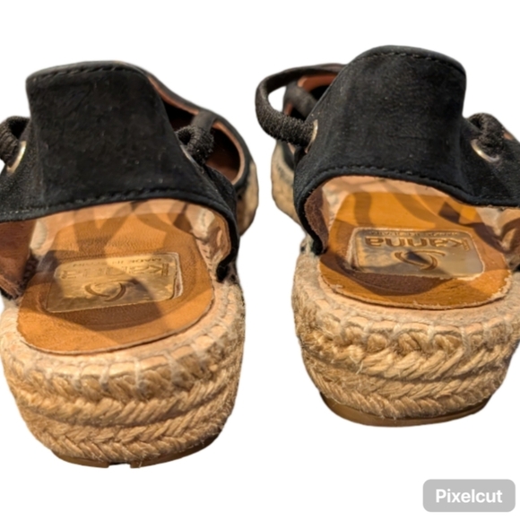 Kanna Thanos Black Suede Espadrille Sandals Size 38 EU (US 7.5) Ankle Strap - Picture 9 of 12